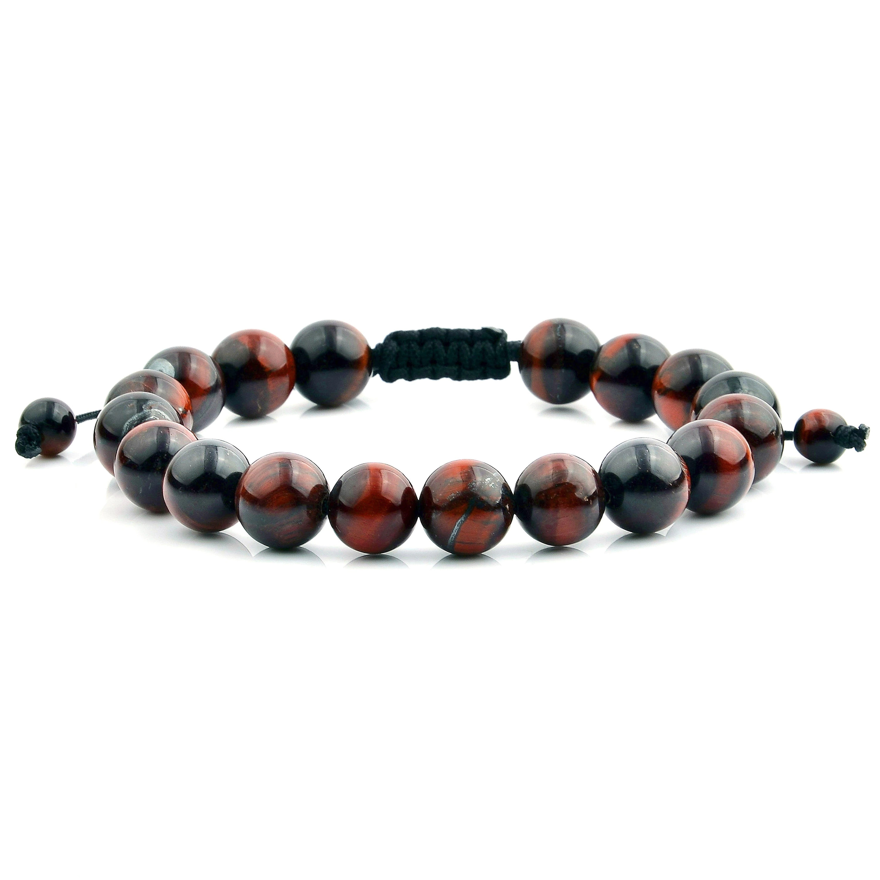 Red Tiger Eye Natural Healing Stone Adjustable Bracelet (10mm)