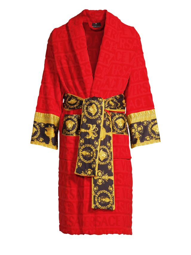 Men's Logo Baroque Bathrobe Red Size XL Die besten Deals und