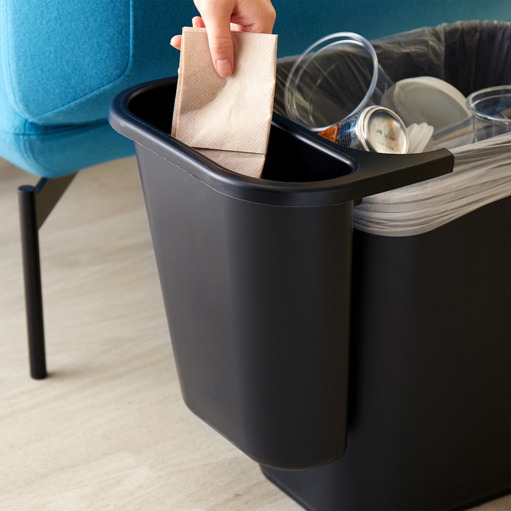 Rubbermaid FG295073BLA 5 Qt. / 1.25 Gallon Black Oval Wastebasket Side ...