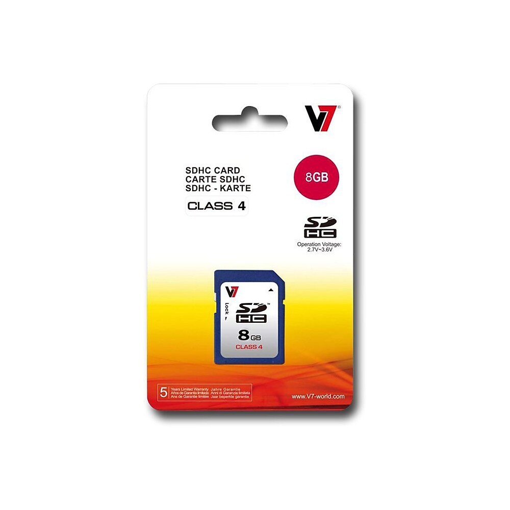 V7 VASDH8GCL4R1N Secure Digital High Capacity Class 4 Flash Memory Card, 8 GB Best Deals and