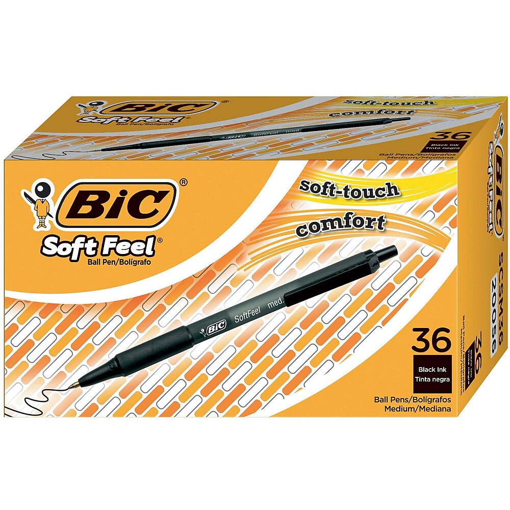 BIC Soft Feel Retractable Ballpoint Pen, Medium Point, Black Ink, 36/Pack  (SCSM361BLK) Best Deals and Price History at