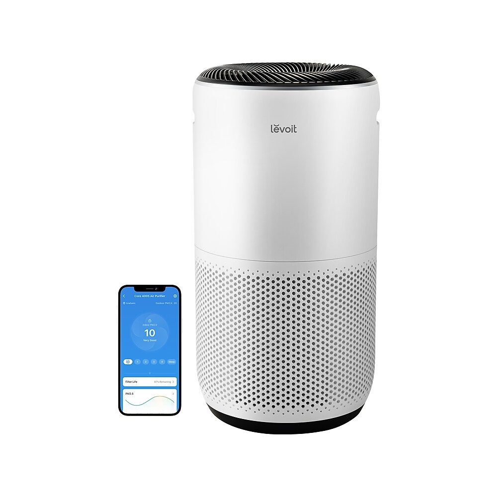 Levoit VeSync Core 400S HEPA Tower Air Purifier, WiFi Enabled, White
