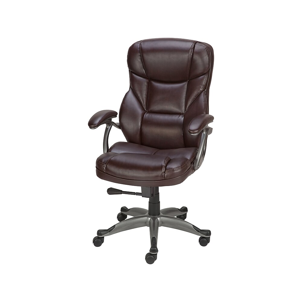 Staples Osgood HighBack Bonded Leather Manager Chair, Brown (22298