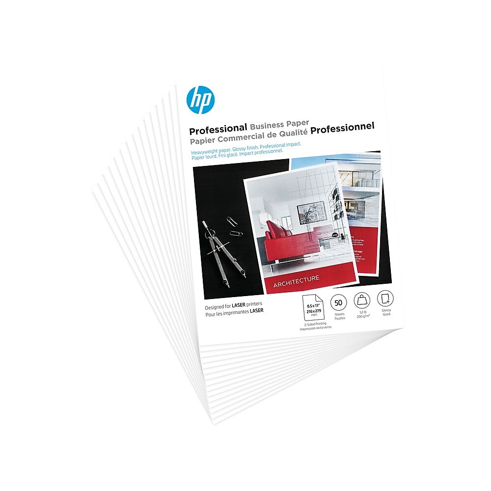 HP Professional Business Glossy Brochure Paper, 8.5"" x 11"", 50 Sheets/Pack (4WN11A) Best Deals