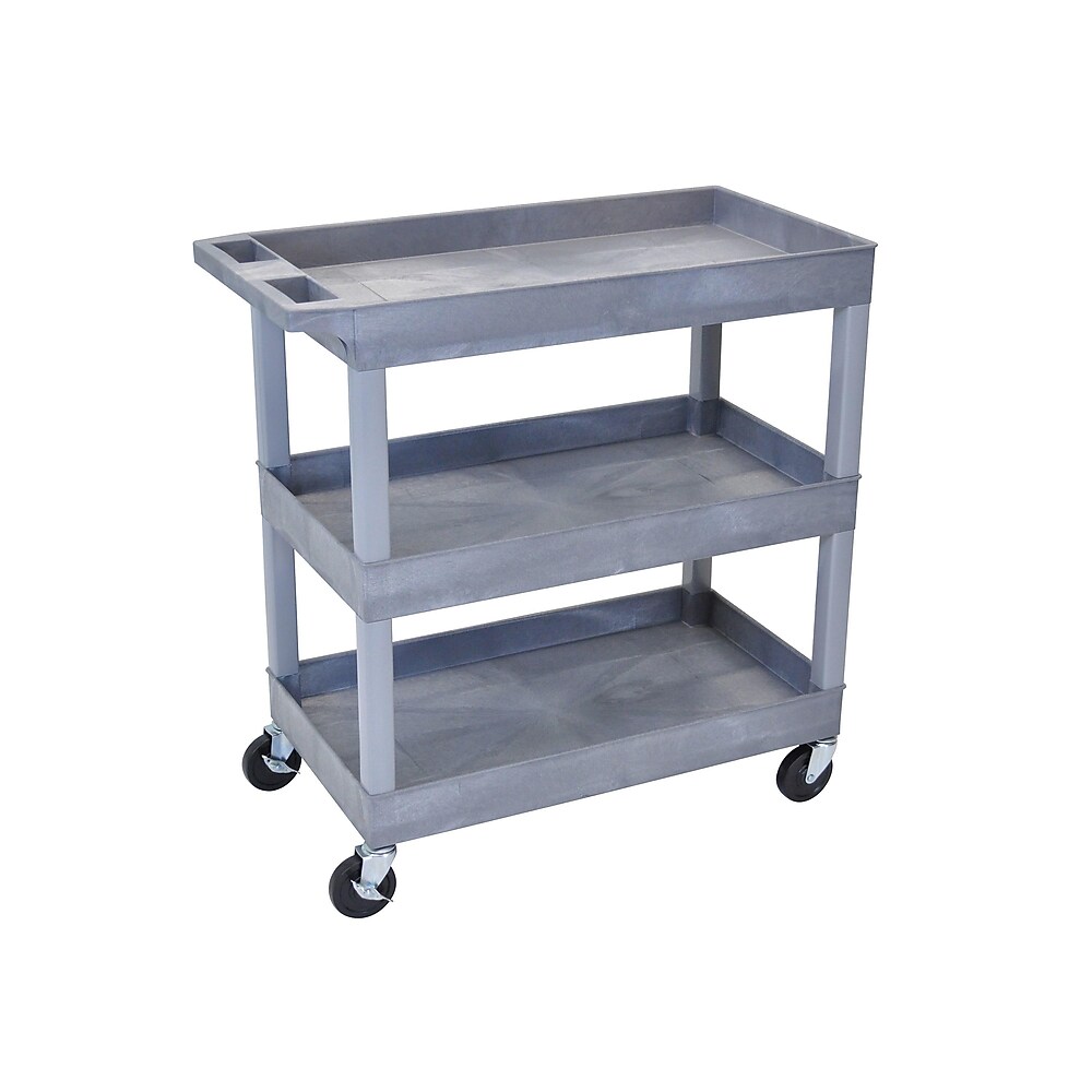 Luxor 3Shelf Mixed Materials Mobile Utility Cart with Lockable Wheels