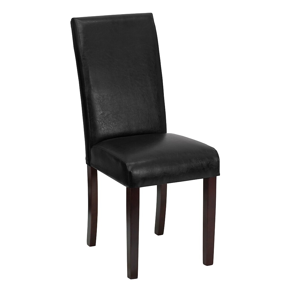 Flash Furniture Contemporary Faux Leather Parsons Dining Chair, Black ...