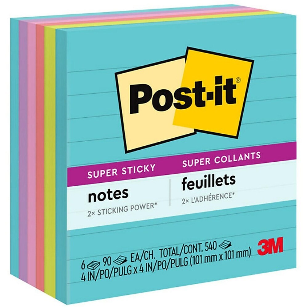 Post-it Super Sticky Notes, 4