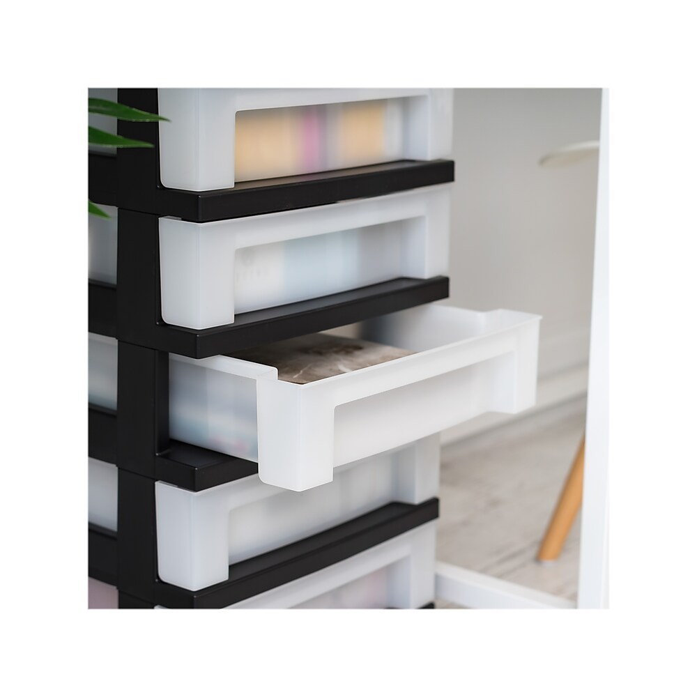 Iris 5Drawer Storage Cart, Black/Translucent White (585006) Best Deals