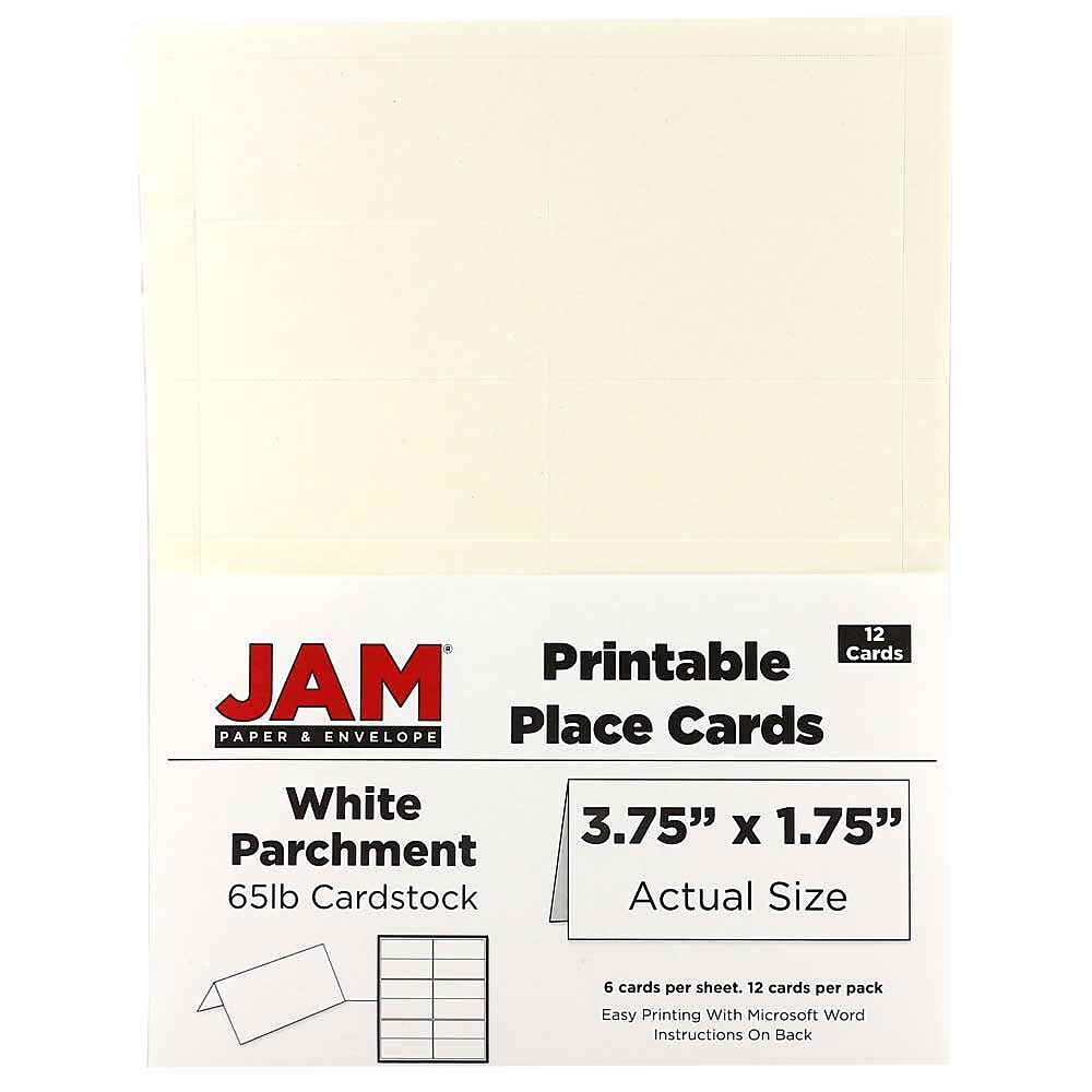 Mejores ofertas e historial de precios de JAM Paper® Printable Place Cards,  3 3/4 x 1 3/4, White Parchment Placecards, 12/Pack (225928565) en