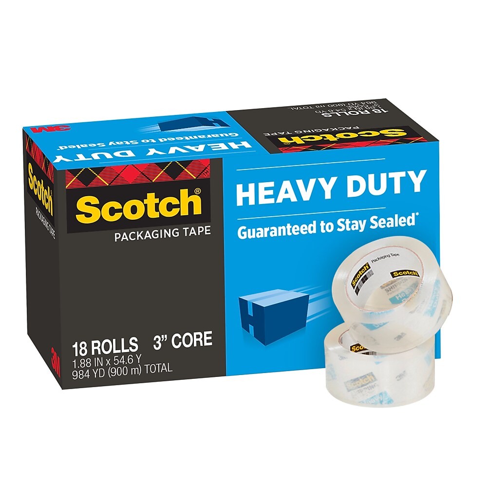 Scotch HeavyDuty Shipping Packing Tape, 1.88""W x 54.6 Yards, Clear, 18 Rolls (385018CP) Best