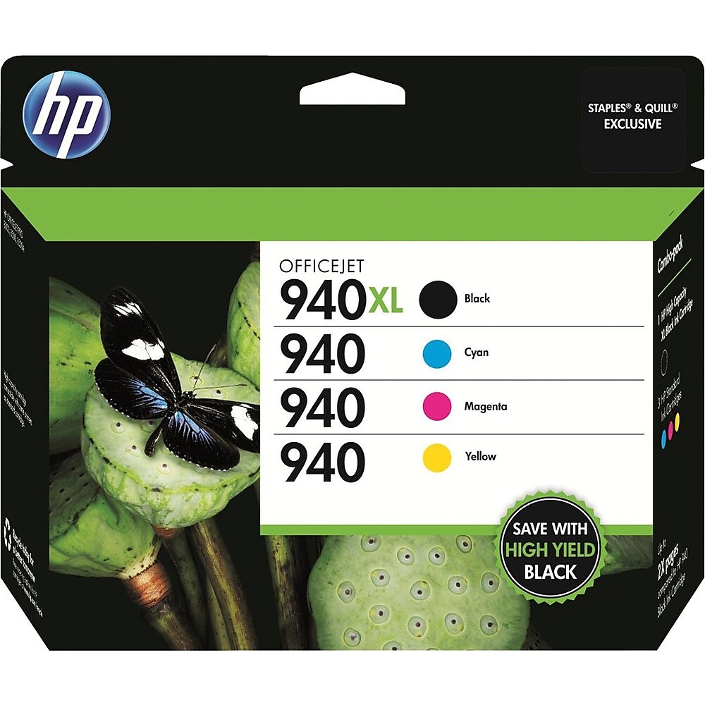 Hp 940xl940 Black High Yield And Cyanmagentayellow Standard Yield Ink Cartridge 4pack 4337