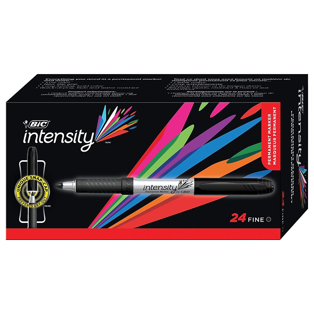 Bic FPIN11BK Intensity Black Permanent Fine Tip Marker Pen - 12/Pack