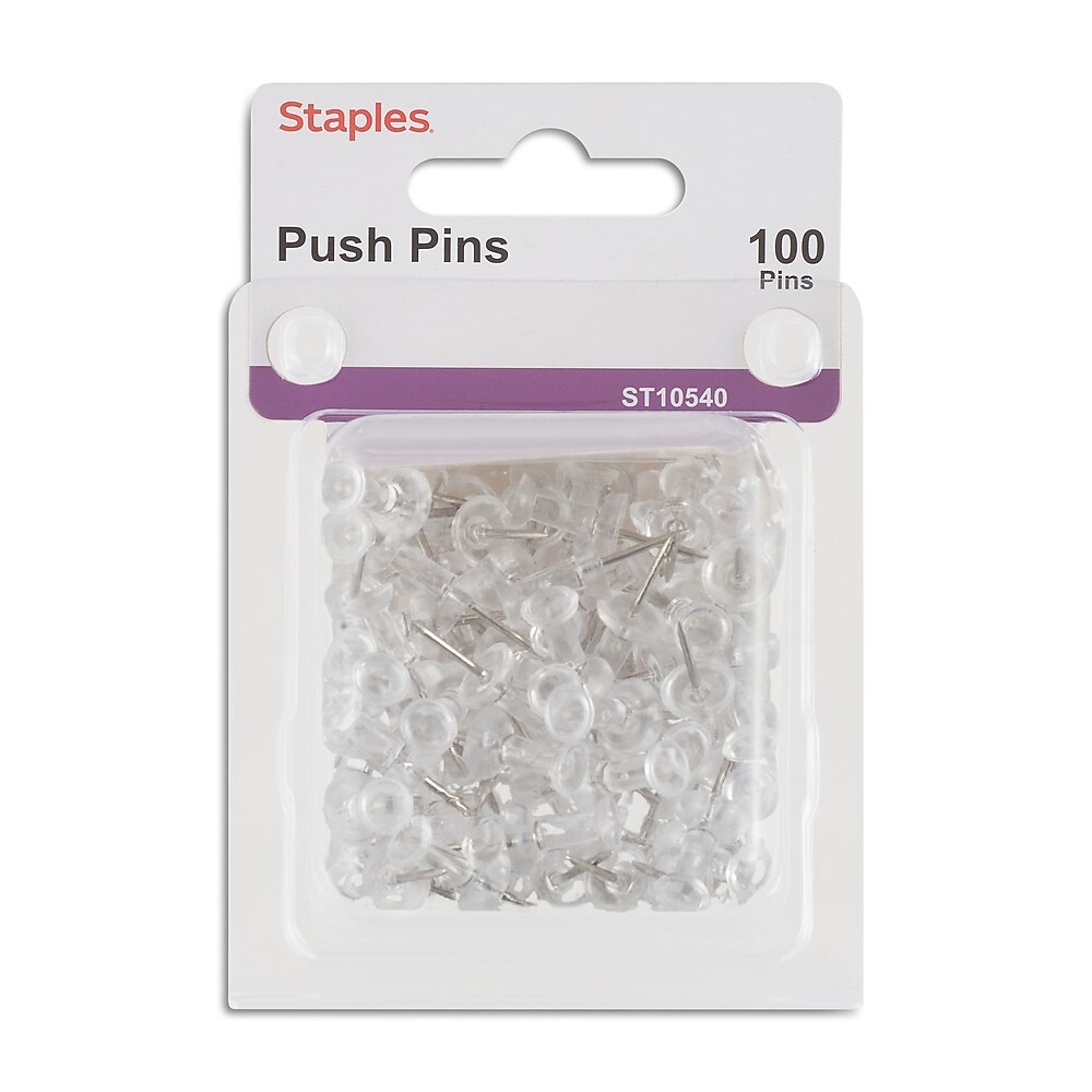 U Brands Soft Dye Push Pins, Assorted Pin Styles, Assorted Colors, 100  Count, 2921U 