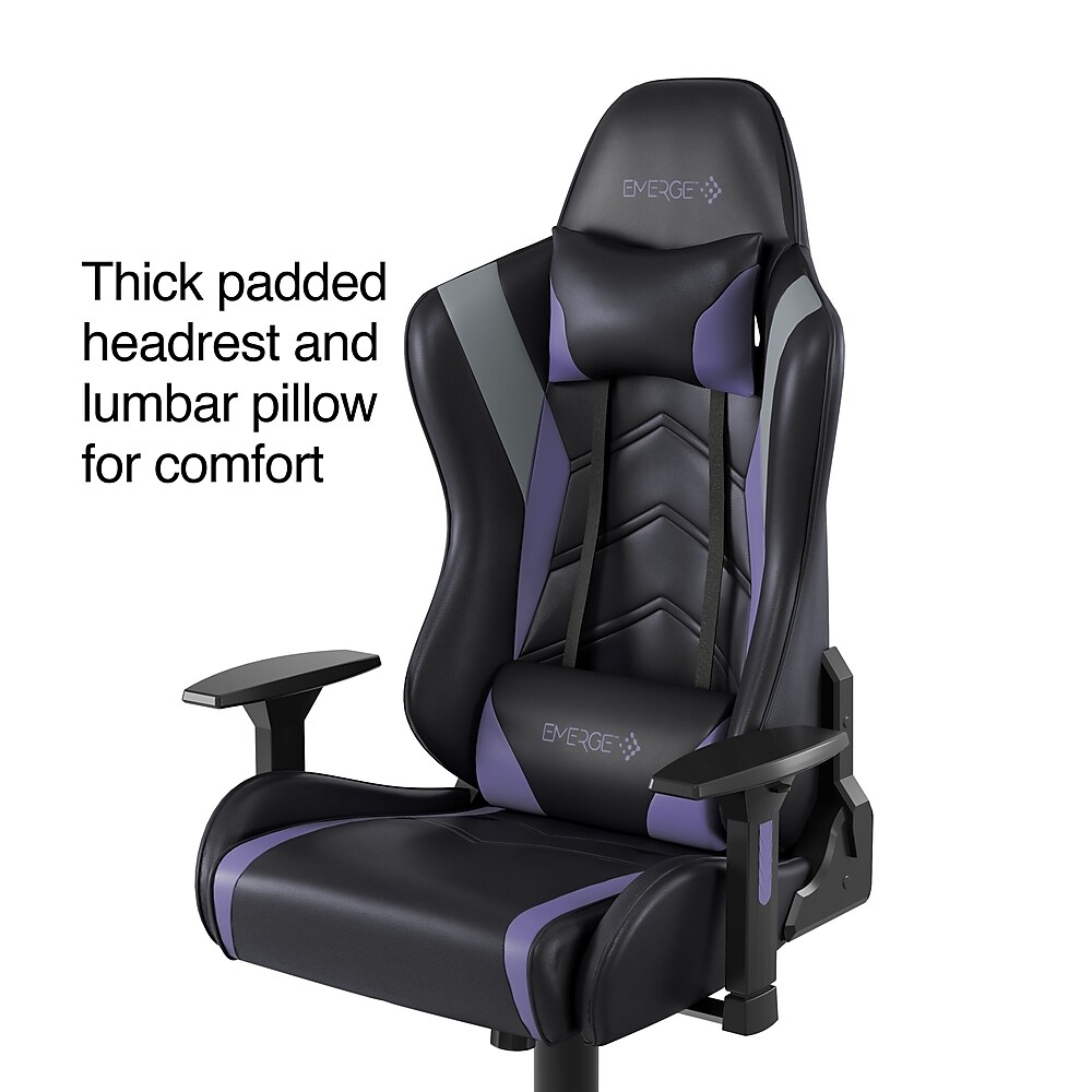 Emerge Vartan Bonded Leather Gaming Chair, Black/Purple (59259) Best