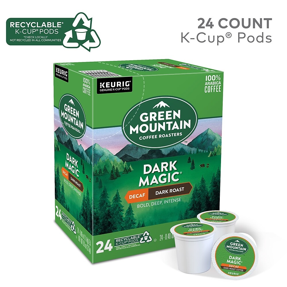 Green Mountain Dark Magic Decaf Coffee, Keurig KCup Pods, Dark Roast, 24/Box (4067) Best Deals