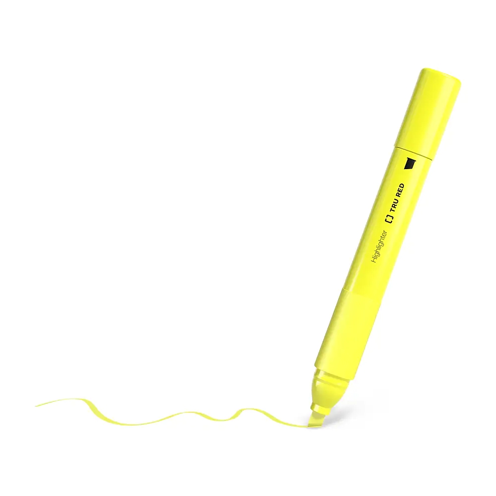 TRU RED™ Tank Highlighter with Grip, Chisel Tip, Yellow, Dozen (TR54579