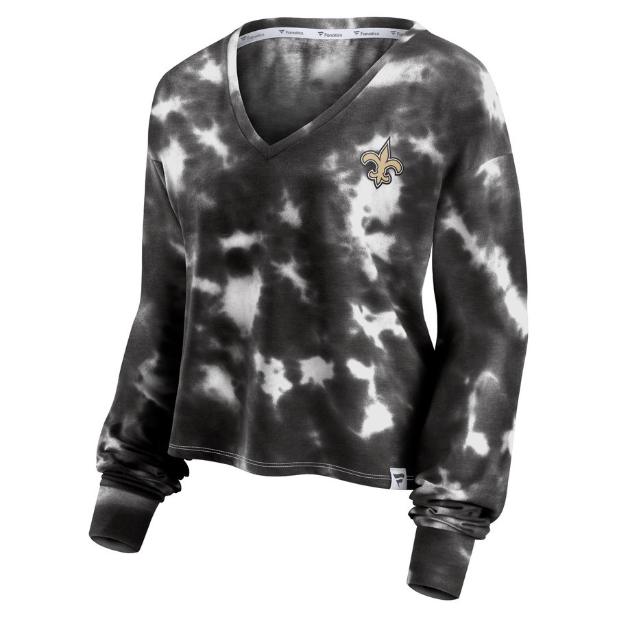 Women's New Era Black New Orleans Saints Tie-Dye Long Sleeve T