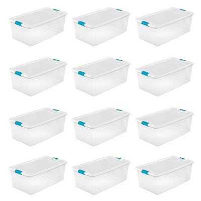 Sterilite Set of (6) 6 Qt. Storage Boxes Plastic, Blue Ash