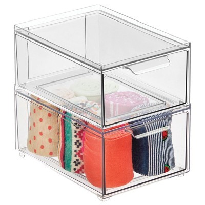 Mdesign Clarity Plastic Stackable Closet Storage Organizer With