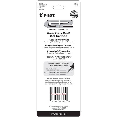 Pilot 3ct G2 Gel Pens Fine Point 0.7mm Black Ink : Target