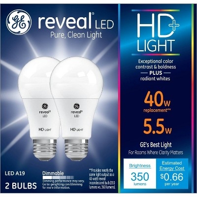 GE 2pk 5.5W 40W Equivalent Reveal LED HD+ Light Bulbs Best Deals And ...