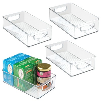 mDesign Plastic Kitchen Pantry Food Storage Organizer Bin, 4 Pack - Clear