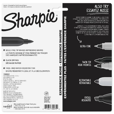 Sharpie 12pk Permanent Markers Finetip Black : Target