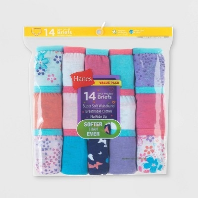 Hanes Girls' 14pk Briefs - Colors May Vary 14 : Target