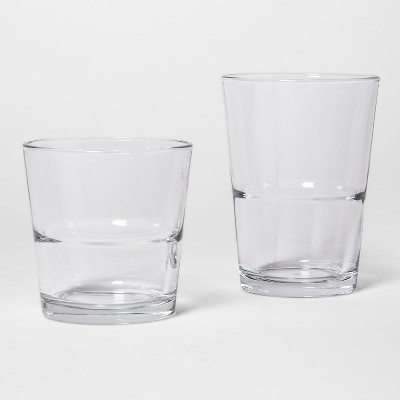 4pk 6.5oz Short Fluted Glass Tumbler Set Clear - Hearth & Hand with Magnolia