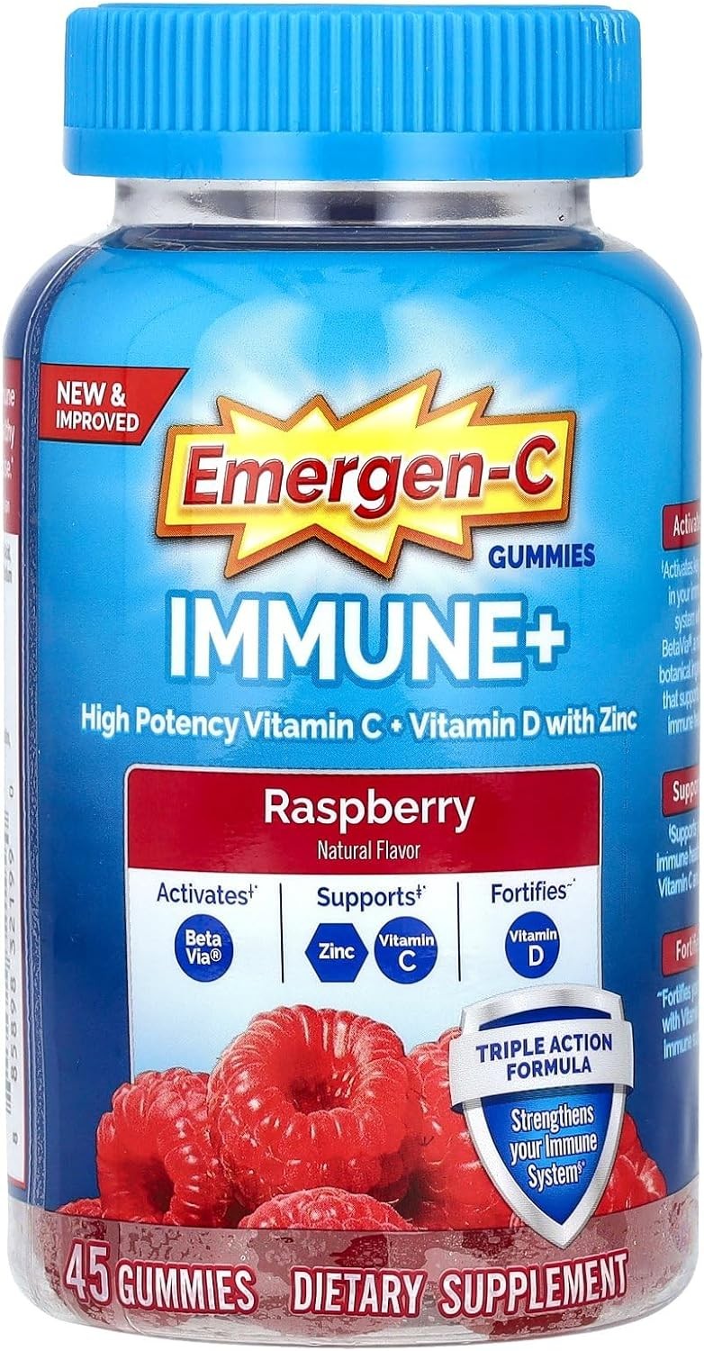 EmergenC Immune+ Immune Gummies, Vitamin D Plus 750 mg Vitamin C