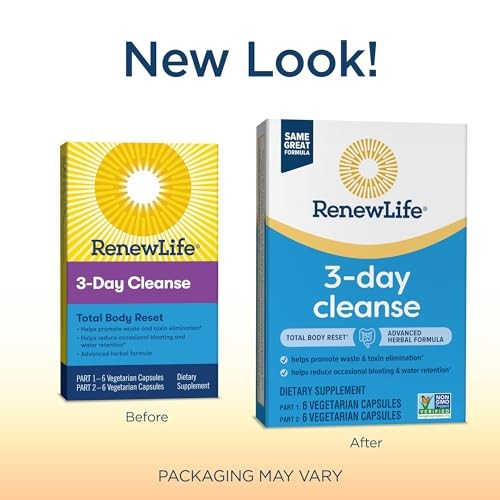 Renew Life 3-Day Cleanse Total Body Reset 2-Part Detox Cleanse Capsules ...