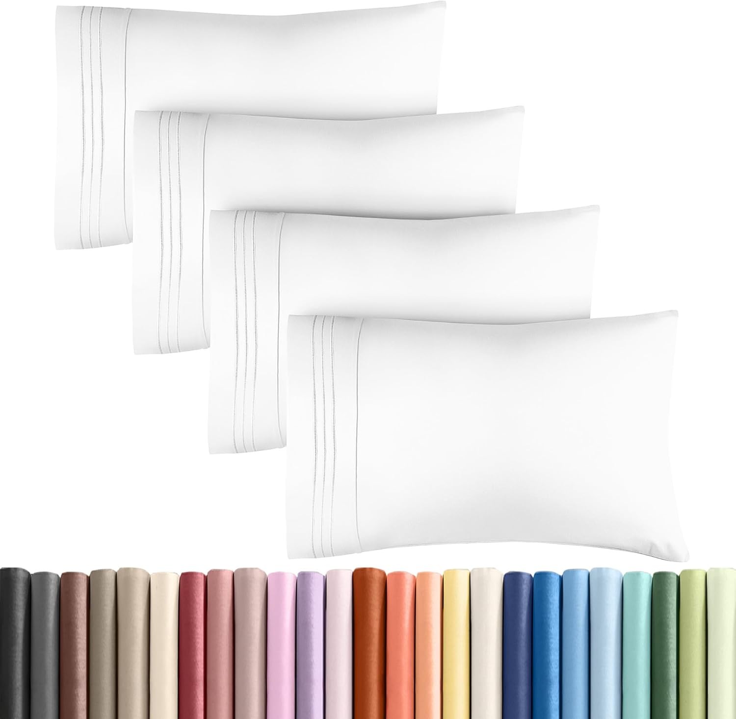 Queen Pillow Cases Set of 4 - Ultra Soft Hotel Quality Pillowcase ...