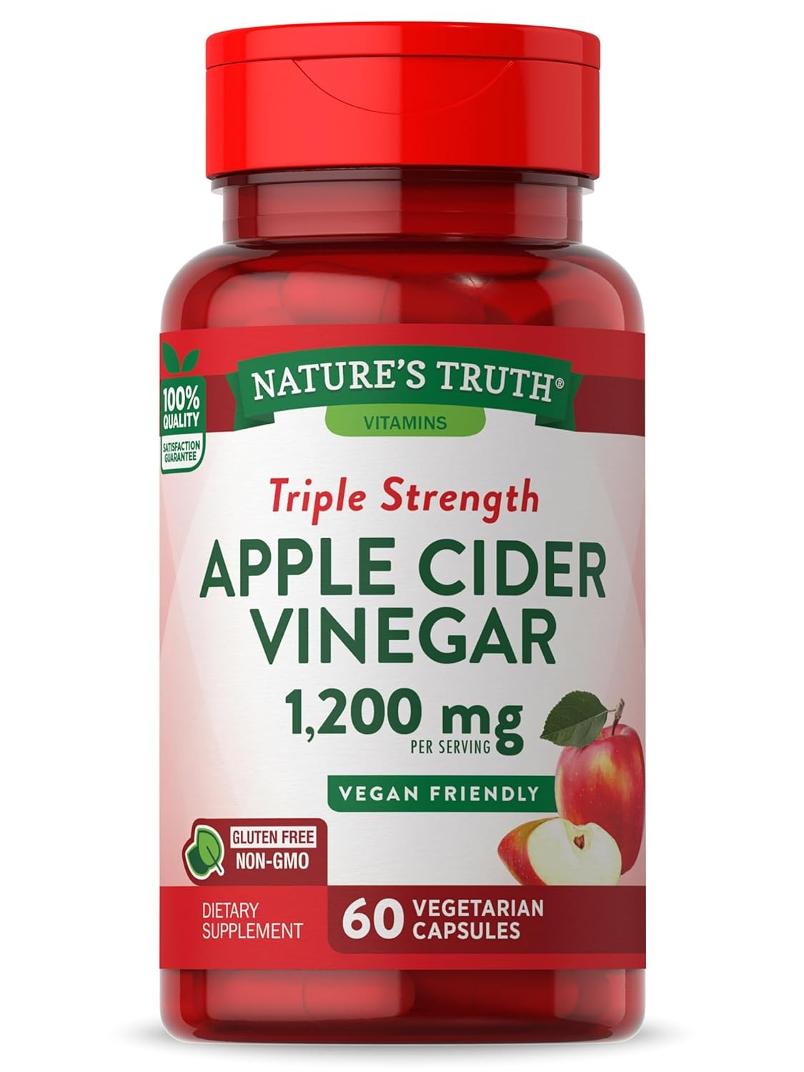 Natures Truth Apple Cider Vinegar Capsules 1200mg 60 Veggie Pills