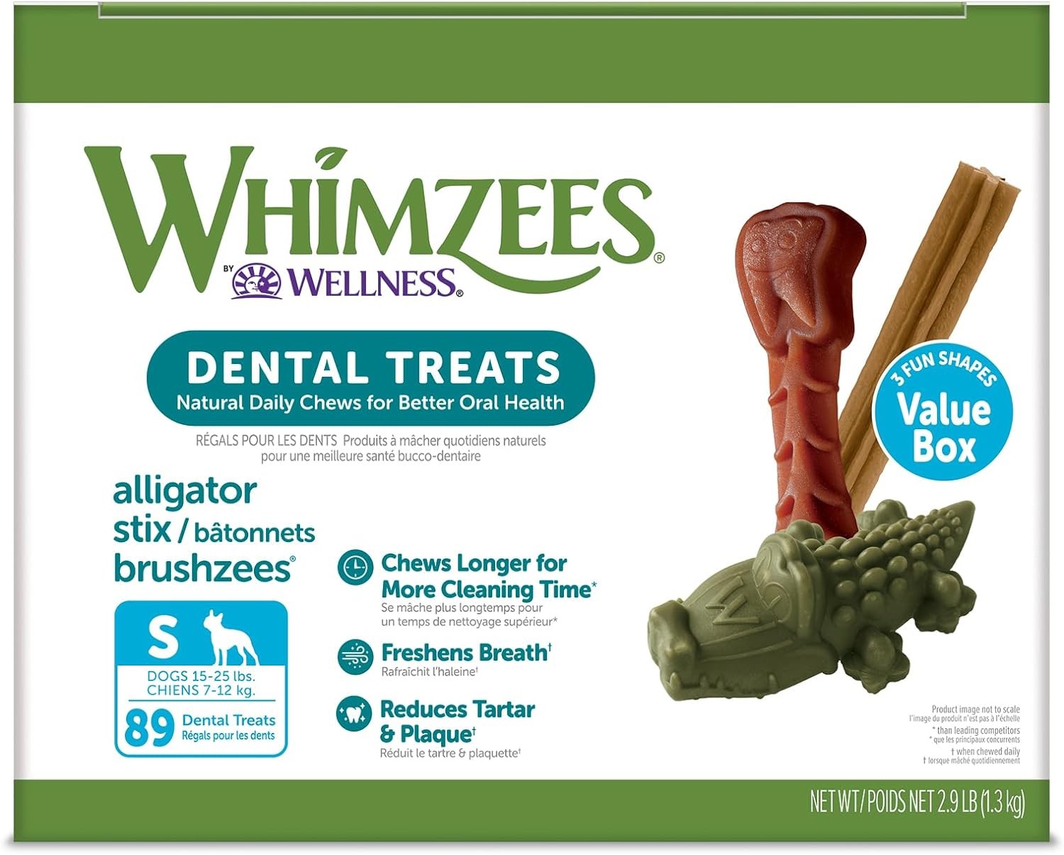 WHIMZEES by Wellness Value Box Natural Dental Chews for Dogs, Long Lasting Treats, GrainFree
