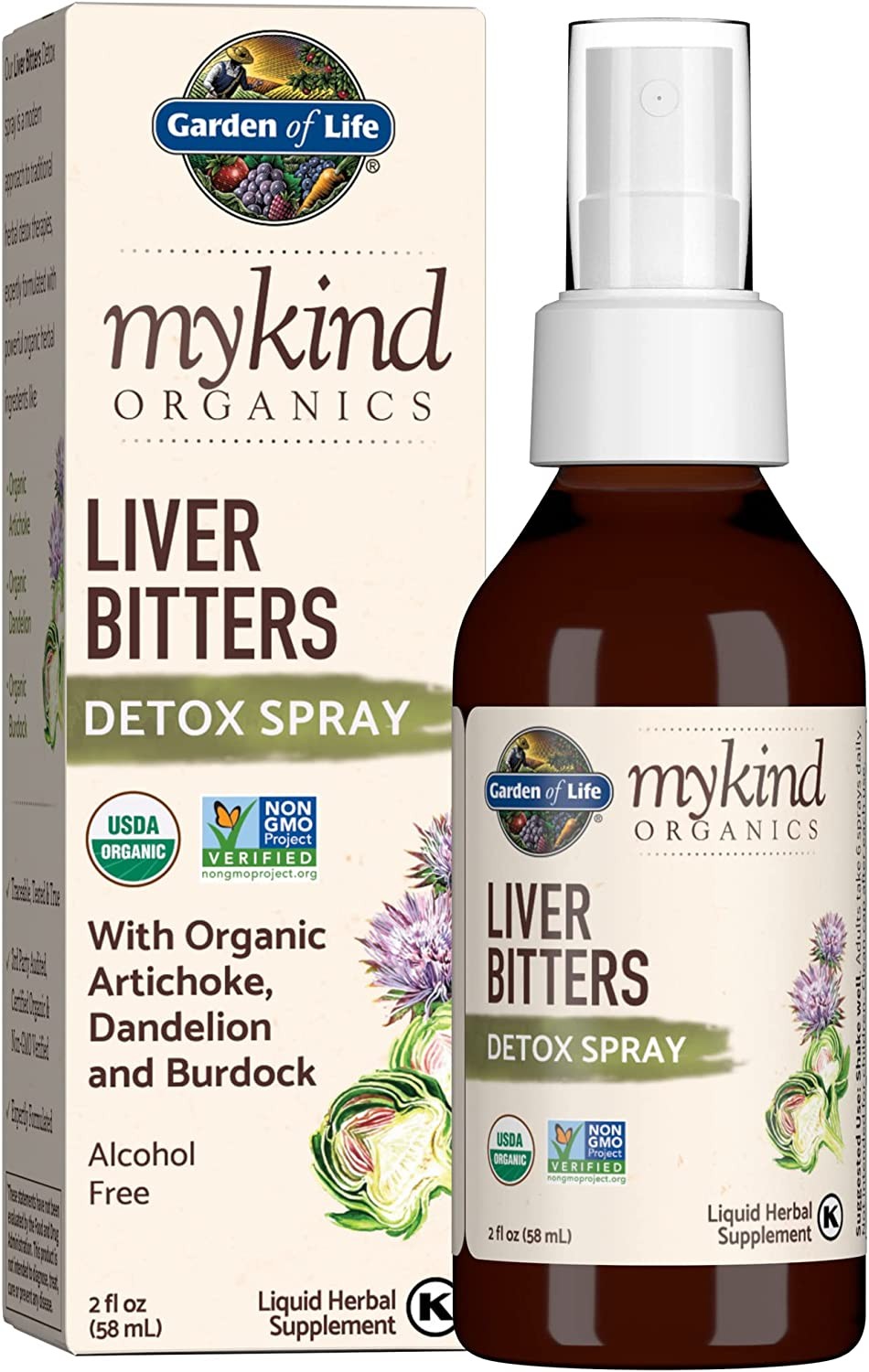 Garden of Life Organics Liver Bitters Detox Spray, Liver Detox Herbal