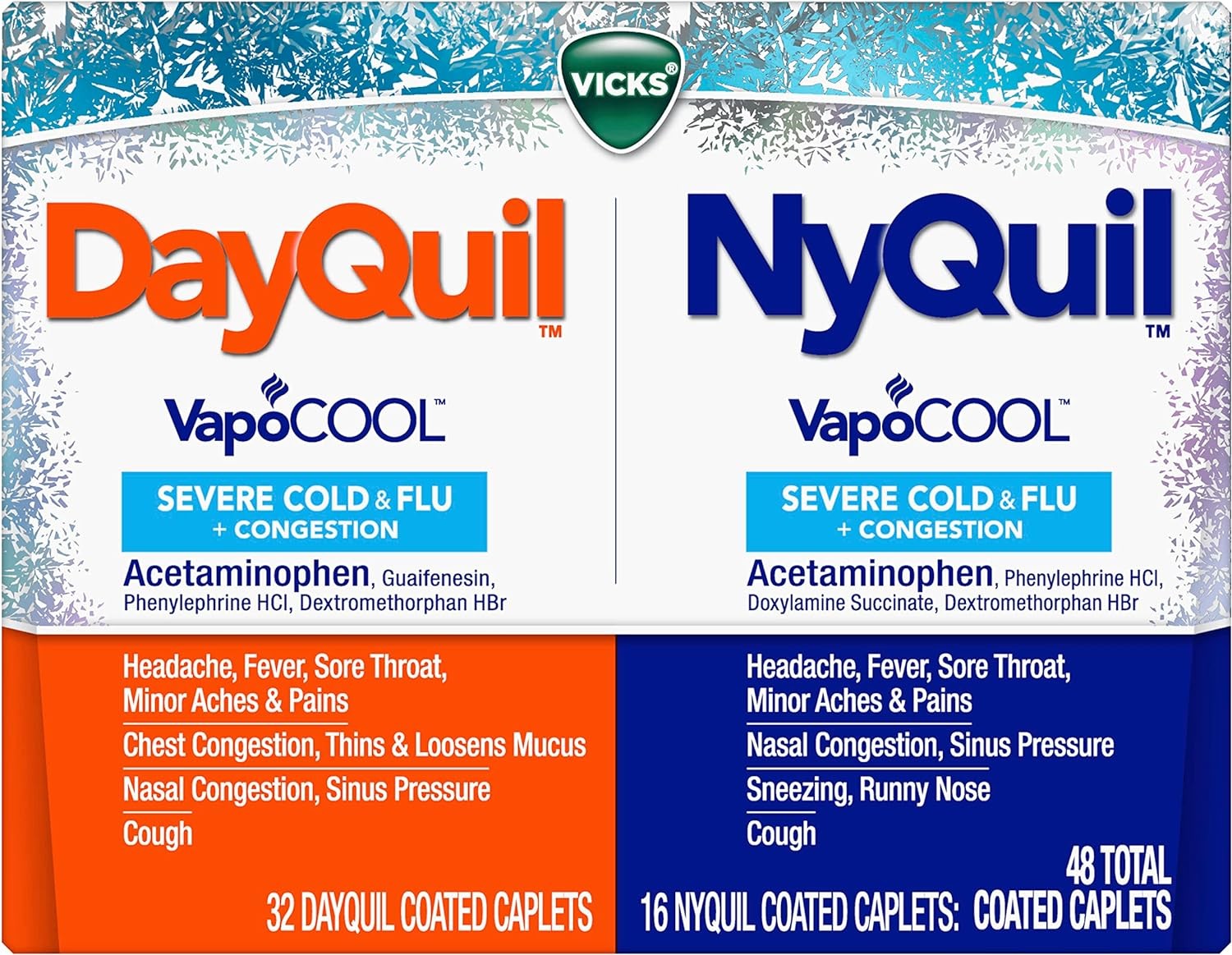 Vicks DayQuil and NyQuil VapoCOOL SEVERE Combo Cold & Flu + Congestion Medicine, Max Strength