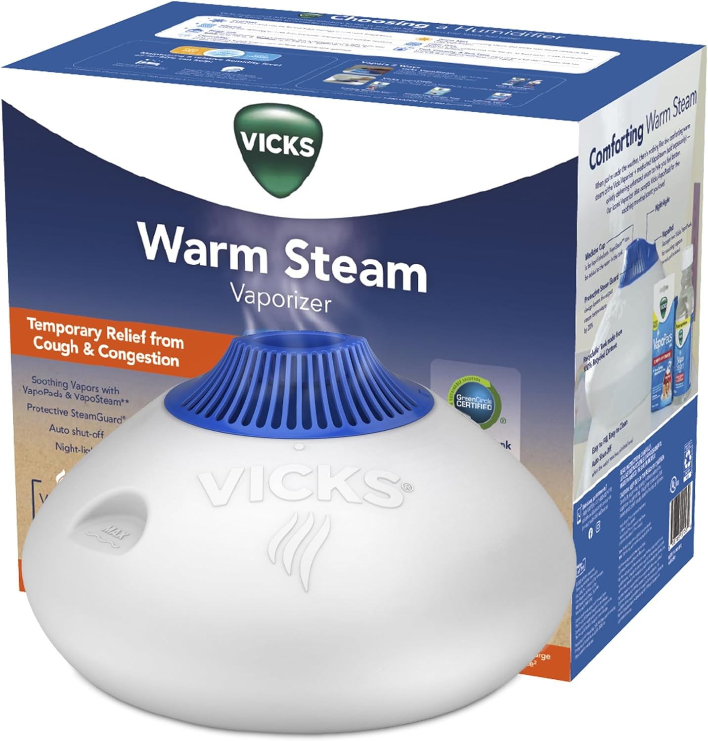 Vicks Warm Steam Vaporizer, Small to Medium Rooms, 1.5 Gallon Tank