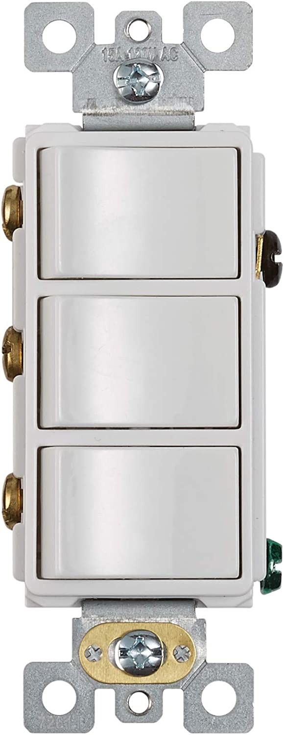 Broan Rocker Switch Broan-NuTone P3RW Three-Rocker Switch for Bathroom Exhaust Fan, White ...
