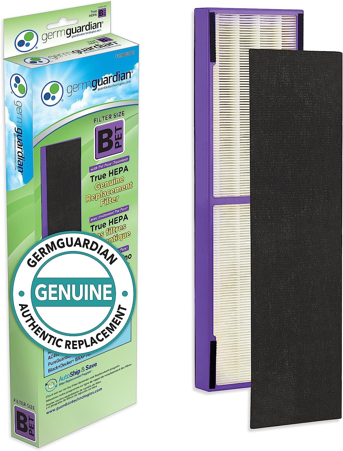 GermGuardian Filter B Pet Pure HEPA Genuine Air Purifier Replacement ...