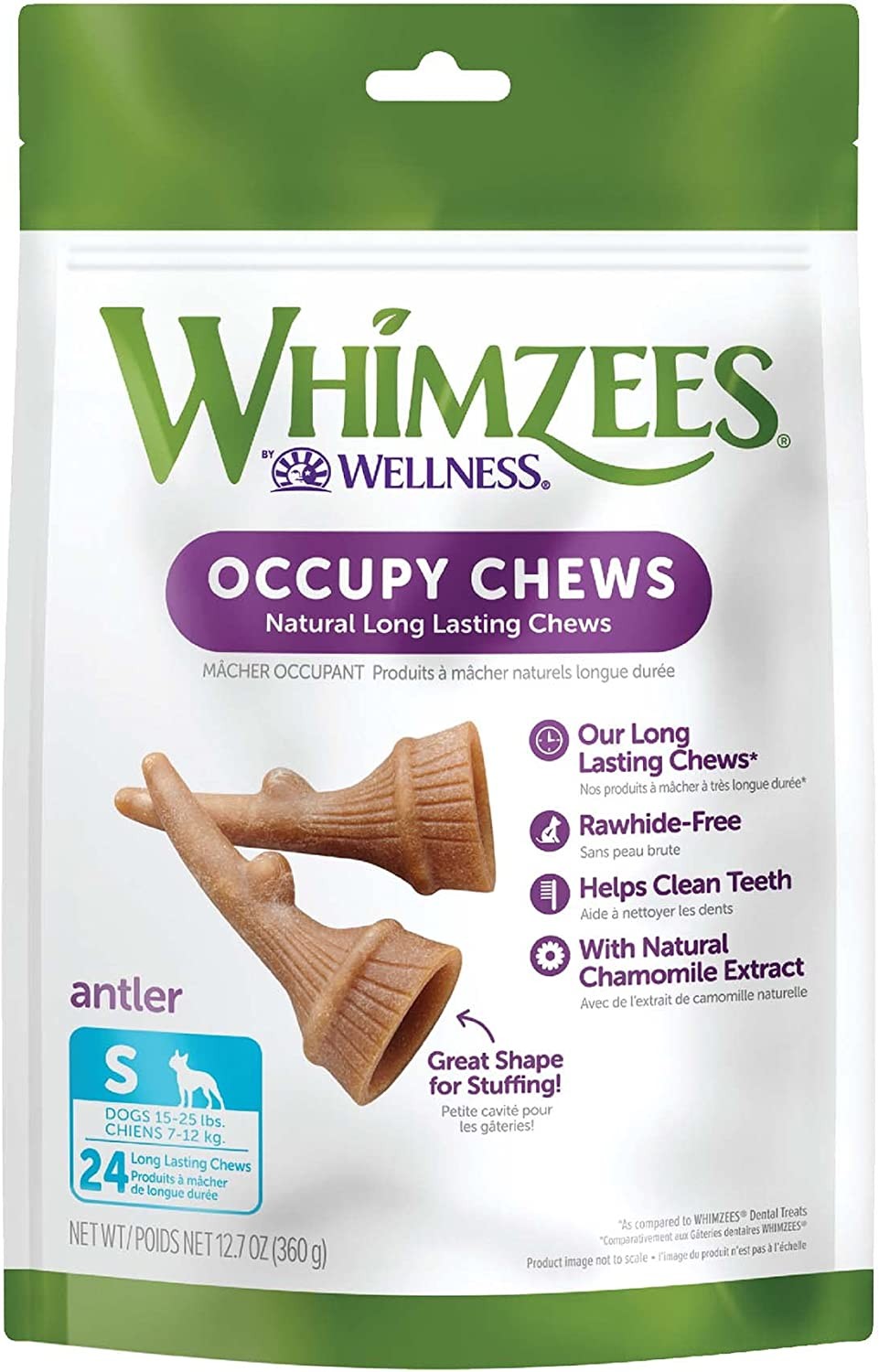 WHIMZEES by Wellness Occupy Antler Natural Dental Chews for Dogs, Long Lasting Treats, Grain