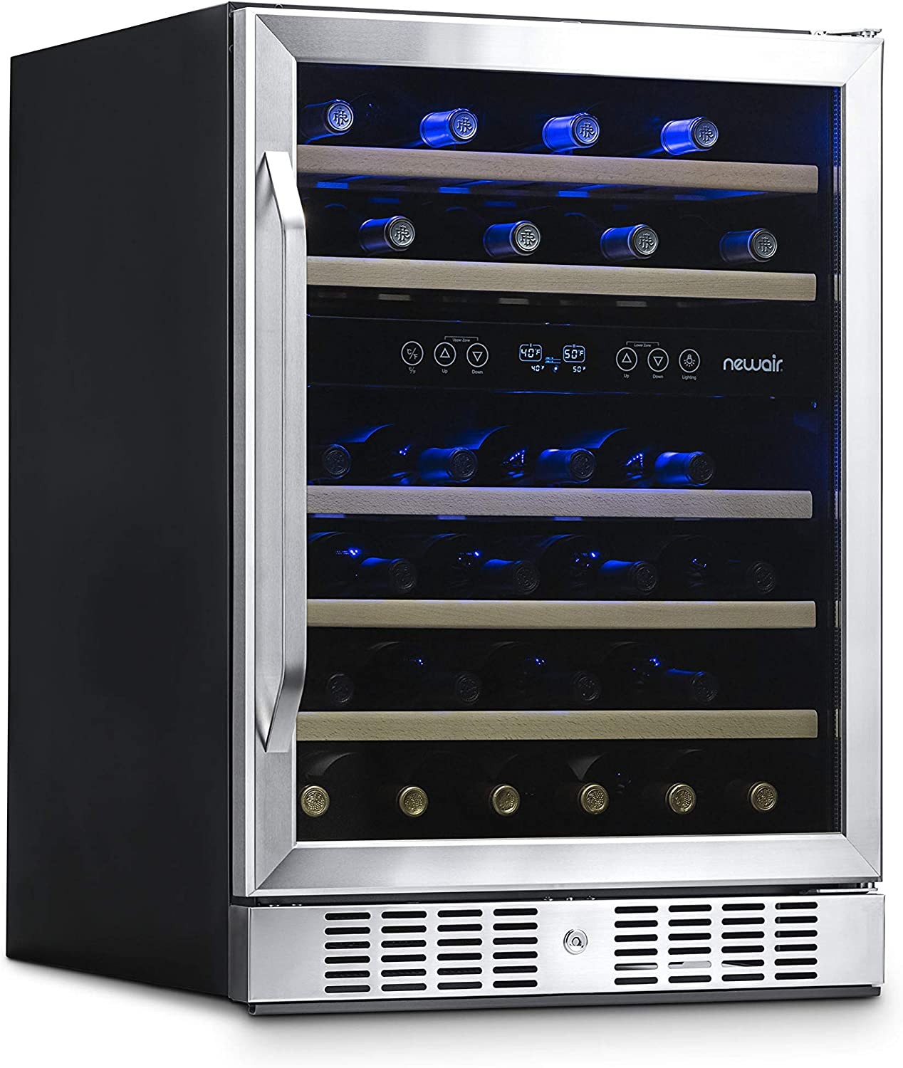 NewAir 24" Wine Cooler, 46 Bottle Dual Zone Wine Refrigerator, Builtin