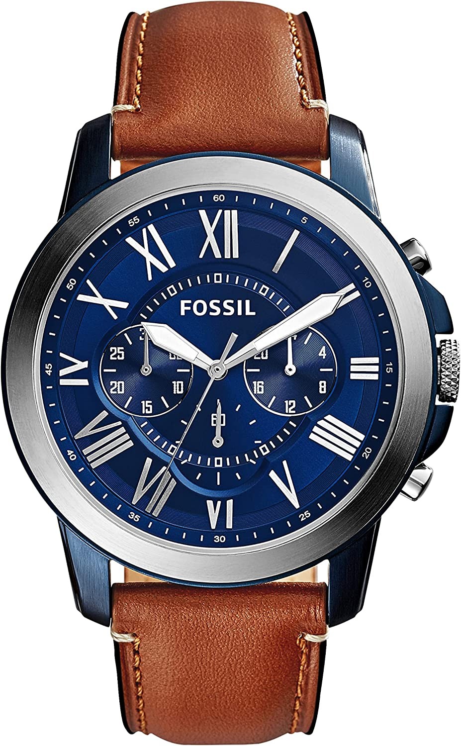 Fossil Grant Men's Watch with Chronograph Display and Genuine Leather ...