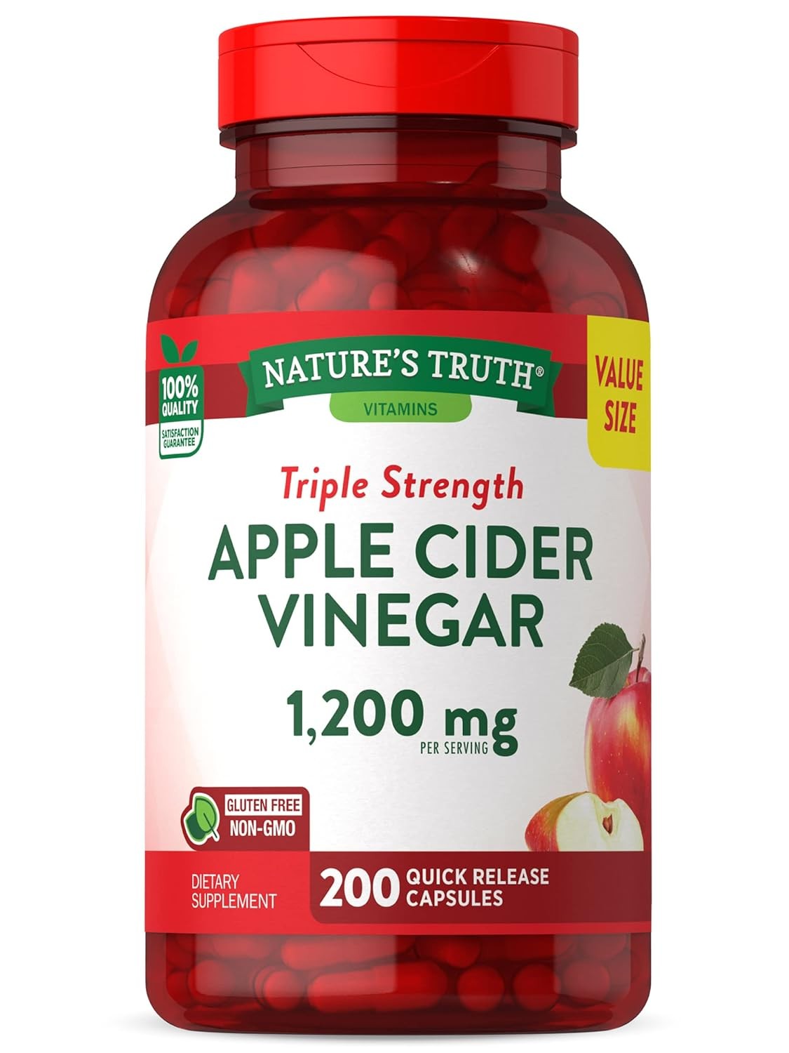 Nature's Truth Apple Cider Vinegar Capsules | 1200mg | 200 Pills ...