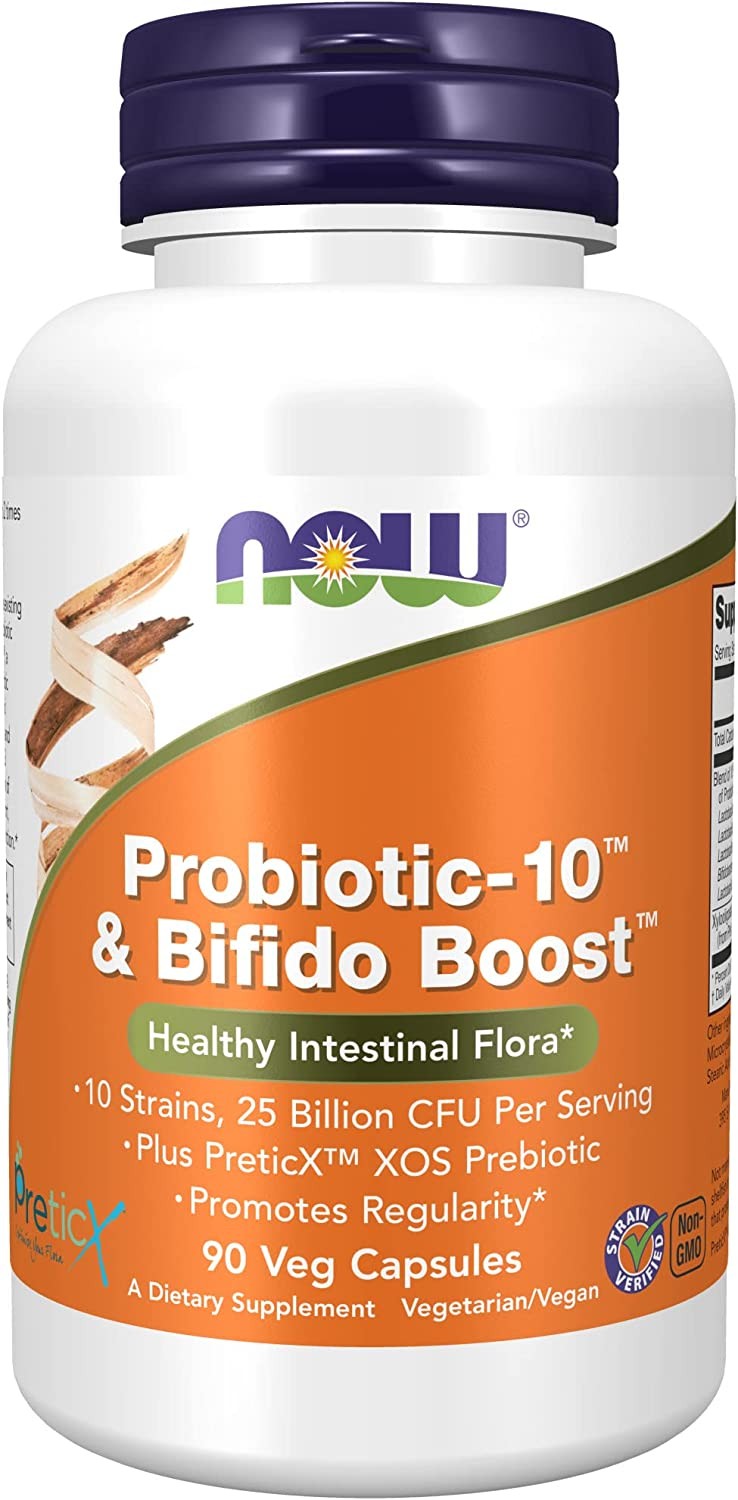 NOW Supplements, Probiotic-10™ & Bifido Boost™ with 10 Strains, 25 ...