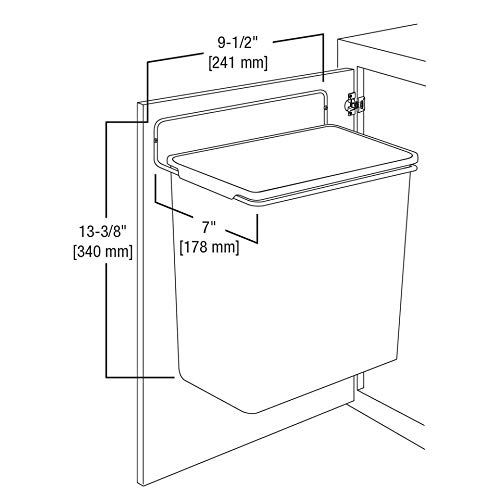 Knape & Vogt Plastic in-Cabinet Door Mount Trash Can, 9 Quarts, 10