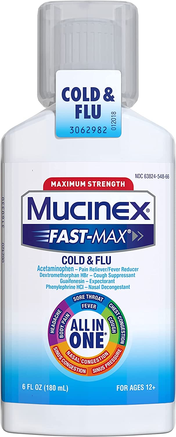 Mucinex Fast-max Cold & Flu All-in-one Maximum Strength Liquid, 6 Fl 