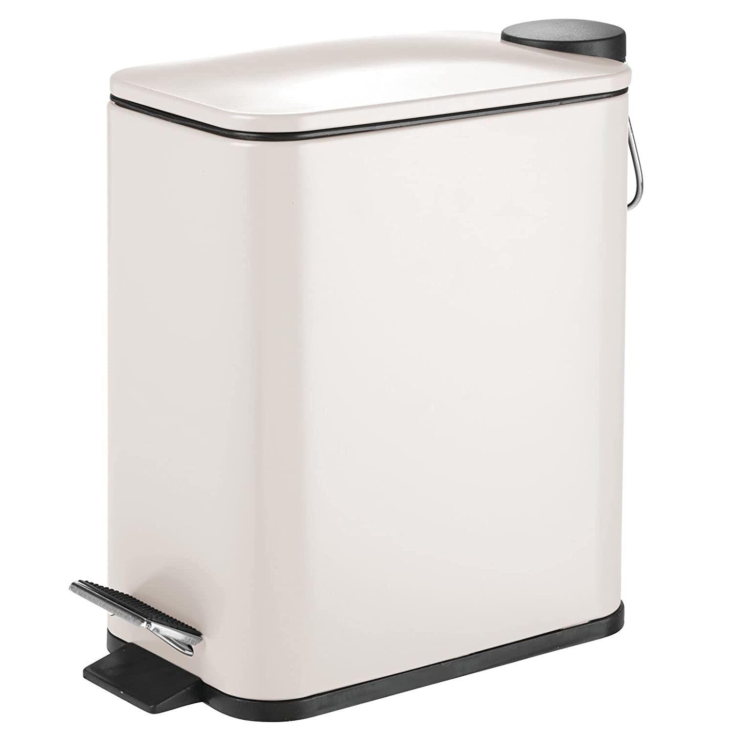 mDesign Slim Metal Rectangle 1.3 Gallon/5 Liter Trash Can with Step