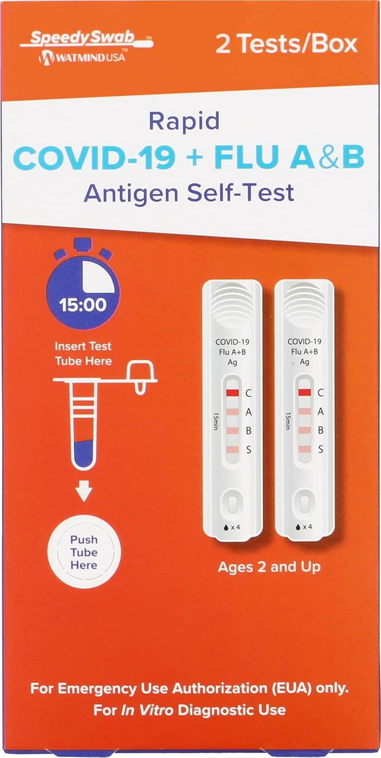 SpeedySwab COVID-19 and Flu A&B, 3-in-1 Antigen Rapid Combo Test ...