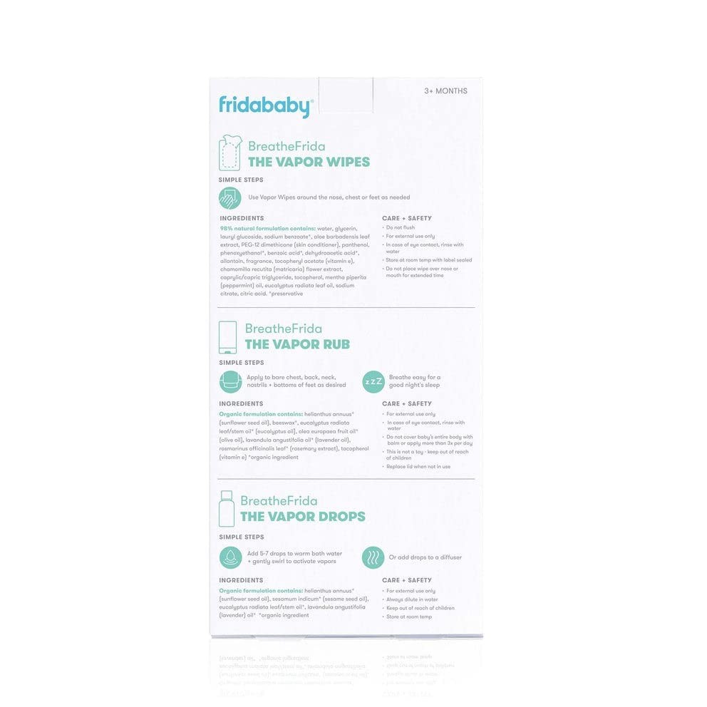 Frida Baby Breathe Easy Kit Sick Day Essentials Natural Vapor Wipes, Organic Vapor Rub