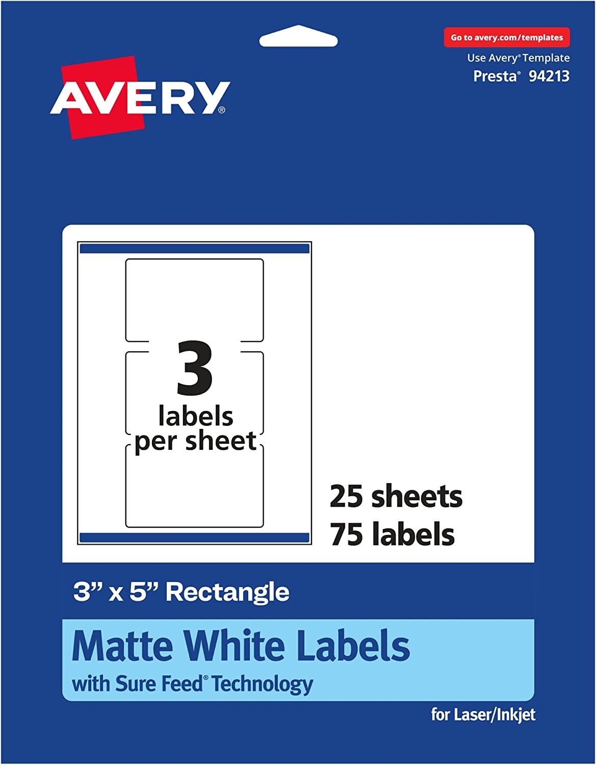 Avery Matte White Removable Rectangle Labels With Sure Feed Technology 1 1 3 X 4 350 Removable Labels Laser Inkjet Printable Labels
